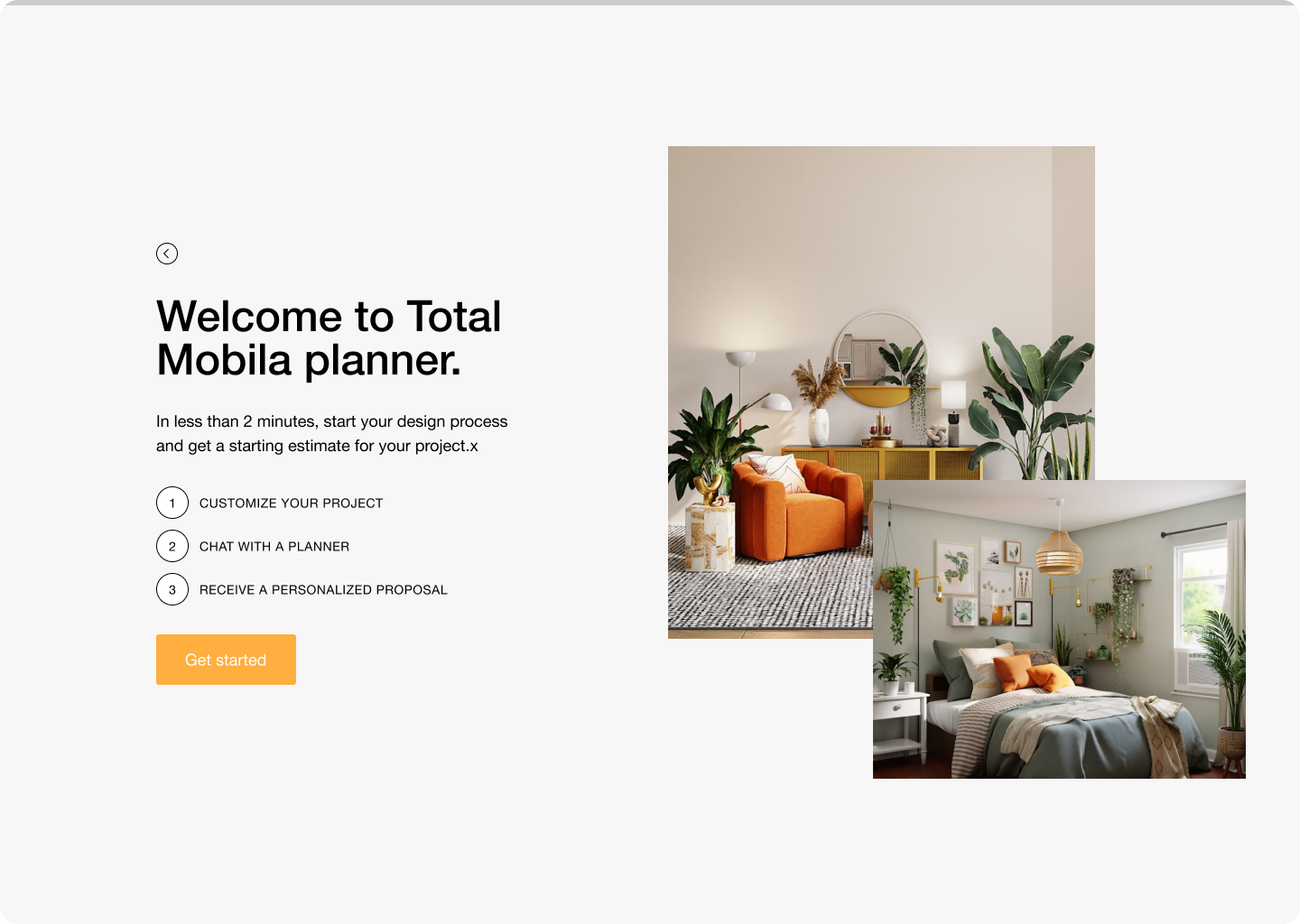 Total Mobila estimation form, first step