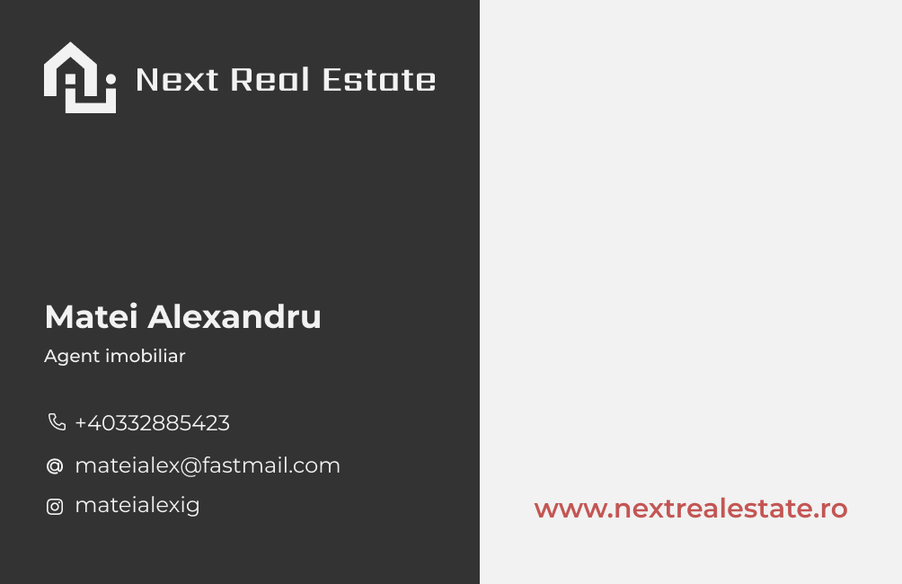 Next Real Estate business card, back — iteration 1
