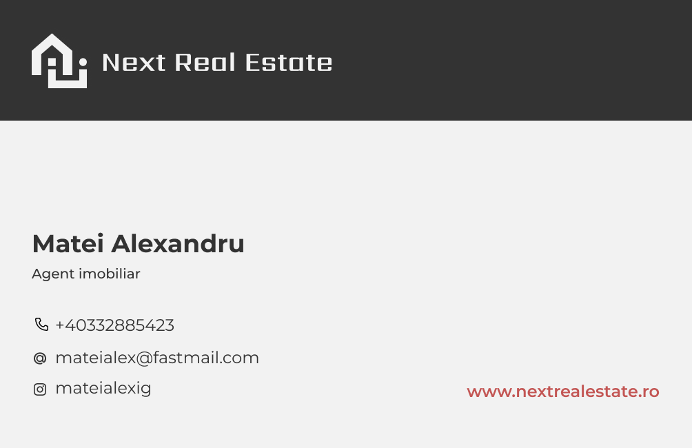 Next Real Estate business card, back — iteration 2