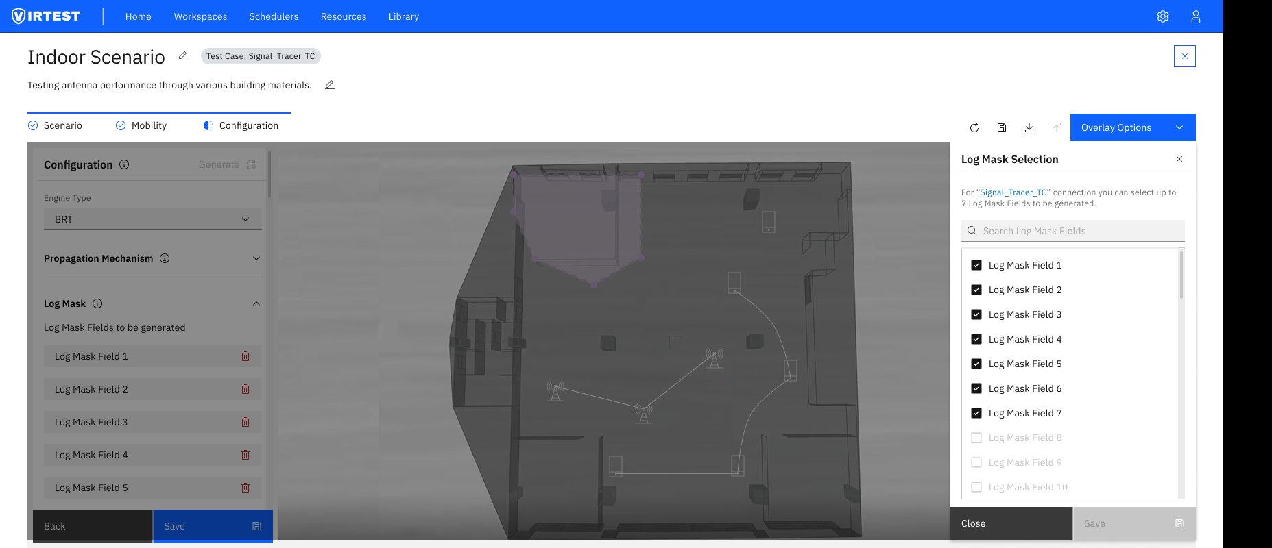 Log Mask selection panel with checkboxes for output fields
