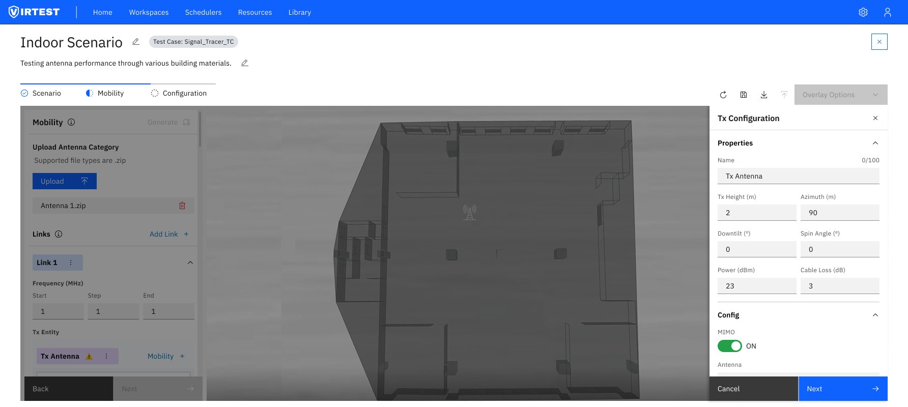 Zone mobility configuration with purple zone overlay on floor plan
